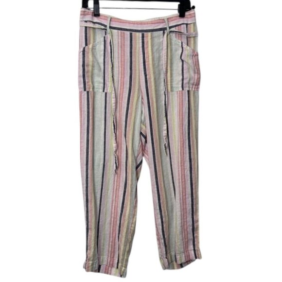 Zac & Rachel multicolor pastel stripes cropped pants size M - Picture 2 of 6